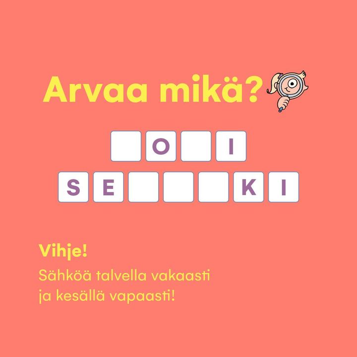 Oomilla on uusi vuodenaikoihin mukautuva sähkösopimus! Arvaatko sen nimen? 🤝Tämä sopimus mukautuu tarpeisiisi vuodenajan mukaan – hyödynnä kiinteähintainen turva talvella ja spot-hinnan edut kesällä! ⚡️