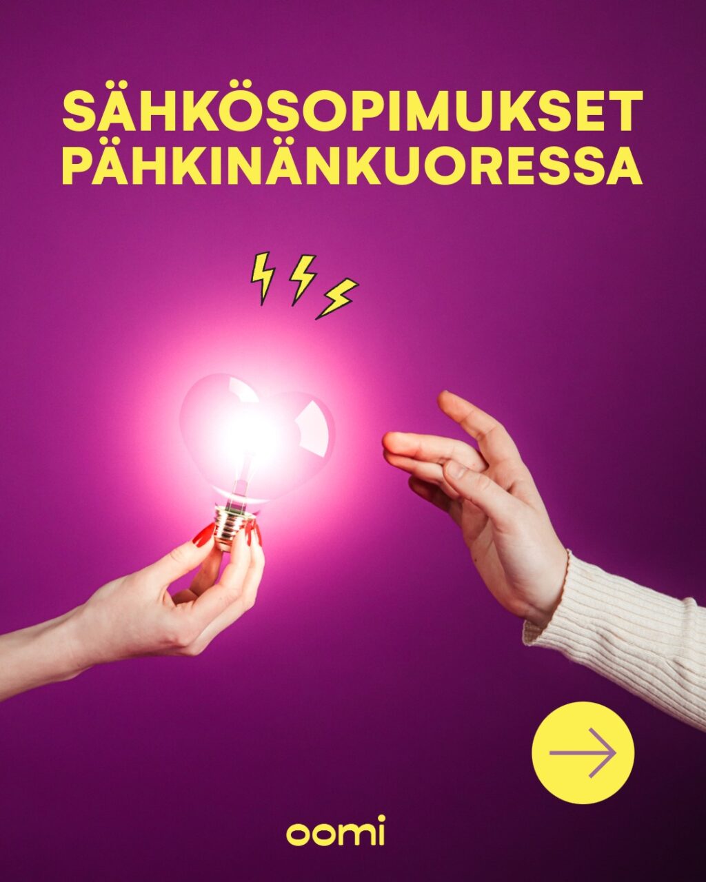 Tässä tulee Oomin sähkösopimukset pähkinänkuoressa! 🥜Tutustu sopimuksiin ja valitse paras vaihtoehto juuri sinun tarpeisiisi. ⚡️#oomi #sähkösopimus #sähkö