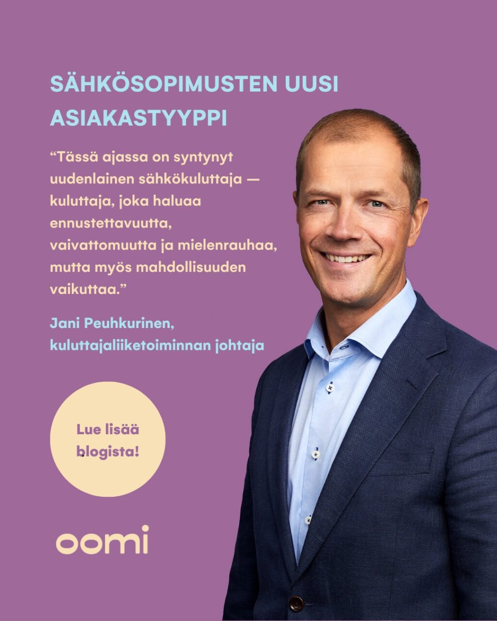 Sähkösopimusten uusi asiakastyyppi - miksi yhä useampi suomalainen valitsee hybridisopimuksen? ⚡ Nykyään sähkösopimuksen valinta on monelle sekä aktiivinen osa arkea, että valinta tukemaan omaa elämäntapaa. Samalla yhä useampi valitsee sopimustyypikseen hybridisopimuksen. Mitä tämä kertoo asiakastyyppien muutoksesta? Entä millainen asiakastyyppi sinä olet?Oomin kuluttajaliiketoiminnan johtaja Jani Peuhkurinen kirjoitti blogin aiheesta - linkin löydät biosta! 💡#sähkö #oomi #hybridisopimus #kulutusvaikutus #sähkösopimus