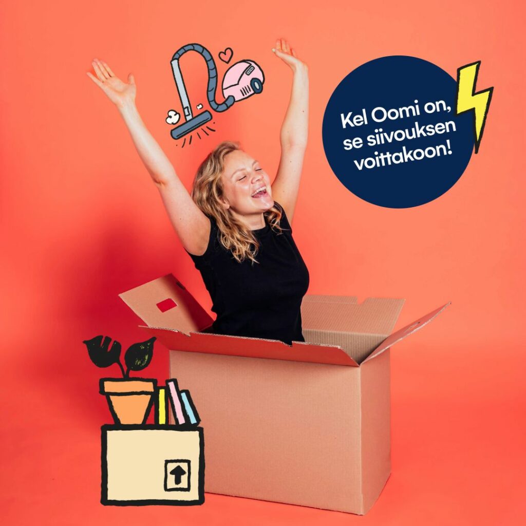Oomi ja Onni kotisiivous – Muuttajan muistilistan O ja O 🧡 Arvomme kolmelle onnekkaalle muuttajalle kolmen tunnin Onni kotisiivouslahjakortin! Tällä voi hoitaa kuntoon vaikka muuttosiivouksen. Oomiten siistiä!🫧 Riittää kun nappaat Oomin sähkösopimuksen uuteen kotiin ja olet automaattisesti mukana  arvonnassa! Lisätietoja sivuiltamme: oomi.fi/sahko/muuttajalle #oomi #arvonta #muutto