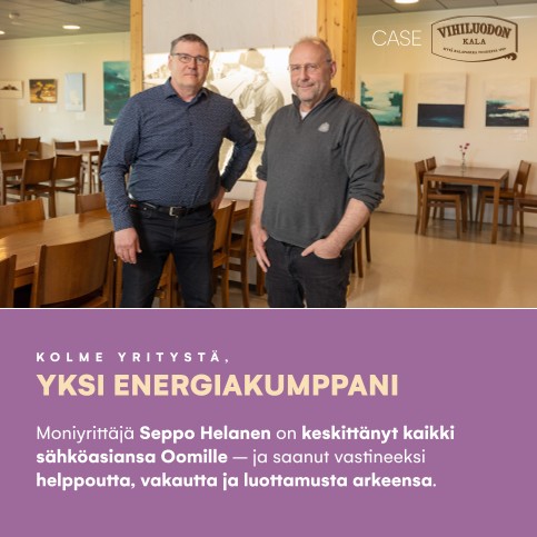 Moniyrittäjä Seppo Helanen johtaa kolmea yritystä Limingan Tupoksessa – ja luottaa energia-asioissa Oomiin. 💡Kumppanuus on tuonut ennakoitavuutta, vakautta ja aikaa keskittyä siihen, mikä on tärkeintä eli yritysten kehittämiseen ja kasvuun. 📈Swaippaa karusellia ja lue, miten Oomi ja Seppo rakentavat yhdessä kestävää yrittäjyyttä. 👇#oomi #energia #asiakastarina #yrittäjyys #B2B